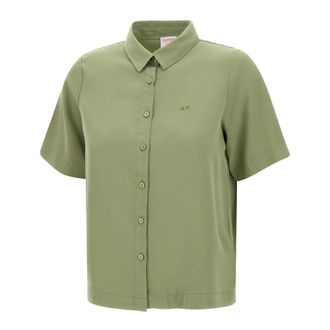 Sun 68 Shirts, female, Green, Size: XL Fluid Fabric Shirt