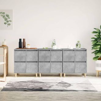 vidaXL Vidaxl - Aparadores 3 Uds Madera Contrachapada Gris Hormig&oacute;n 60x35x70 Cm