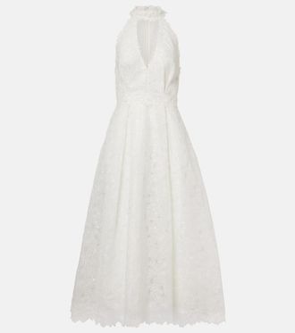 Costarellos Lavinia embroidered organza cocktail dress