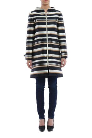 Herno Striped Hoodie Coat - Black