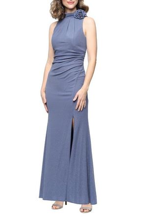 Alex Evenings Metallic Mermaid Gown in Wedgewood at Nordstrom, Size 10P