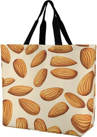 Generic Almond Pattern Reusable Shopping Bags Large Capacity Grocery Bag Heavy Duty Tote for Women 40x40x16cm