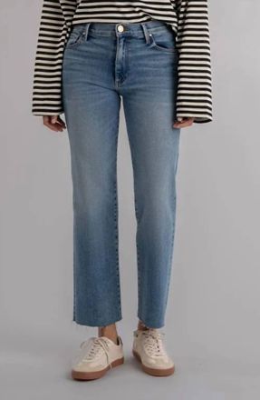 Kut from the Kloth Avery Fab Ab High Waist Raw Hem Ankle Straight Leg Jeans In Blue