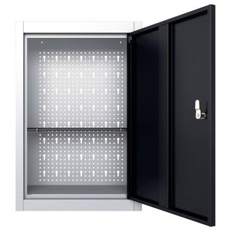 Berkfield Home Wall Mounted Tool Cabinet Industrial Style Metal Grey & Black