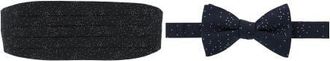 Trafalgar Store Mystere Metallic Star Light Cummerbund & Bow Tie Bundle in Black at Nordstrom