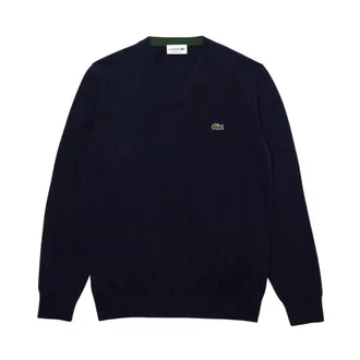 Lacoste V-neck Knitwear, male, Blue, Size: S Monochrome V-neck Sweater
