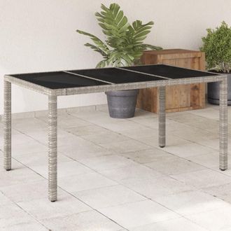 vidaXL Mesa De Jard&iacute;n Superficie De Vidrio Rat&aacute;n Pe Gris 150x90x75 Cm Vidaxl