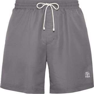 Brunello Cucinelli logo-embroidered drawstring swim shorts - men - Polyester - 3XL - Grey