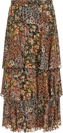 Valentino Garavani Multicolor Silk Midi Womens Skirt