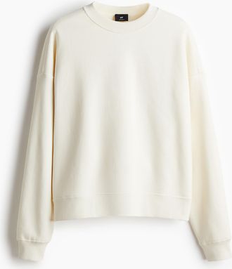 H&M Baumwollsweatshirt in Oversized Fit - White