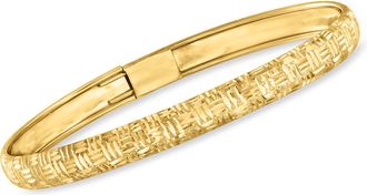 Canaria Canaria 10kt Yellow Gold Basketweave-Pattern Bangle Bracelet