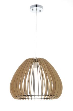 Els Banys L&aacute;mpara techo l&aacute;minas de madera natural beige