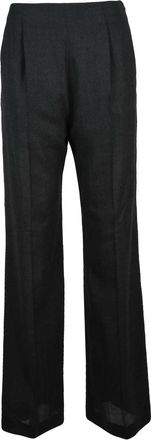 Alberta Ferretti Straight-Leg Grey Virgin Wool Trousers with High Waist