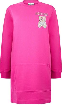 Moschino Bad Teddy Bear Print Jurk - Dames - Kleedjes - Roze - XS - Katoen - Kleedjes