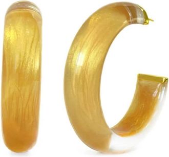 Gold & Honey Womens Small Illusion Lucite Hoop Earrings In Golden Nugget