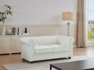 Vente-Unique Divano 2 posti in pelle di bufalo bianco - CHESTERFIELD