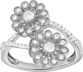 LuvMyJewelry Petals of Promise 0.50 Ct 10K Gold Floral Diamond Ring