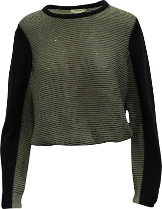 Helmut Lang Knit Crop Sweater in Grey Cotton