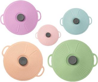 OEM Tapas De Silicona Para Recipientes - Tapas Para Alimentos - Aptas Para Microondas - Cierre Herm&eacute;tico Con Ventosa - 5 Piezas - Transparentes