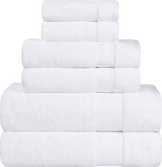 Superior Belmont Zero Twist Cotton Medium Weight Soft Absorbent 6Pc Towel Set