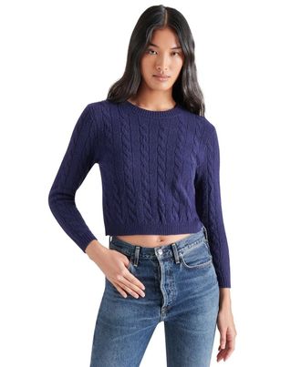 Steve Madden Sweater Womens Marine Jeany Bow Back Long Sleeve PALL327
