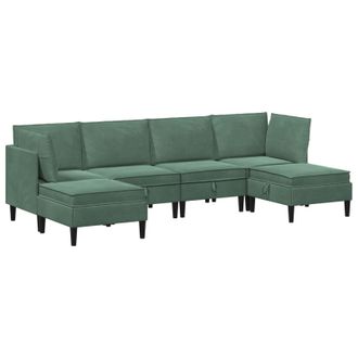 vidaXL Juego De Muebles De Sal&oacute;n Con Coj&iacute;n 6 Pcs Verde Mar Terciopelo Vidaxl