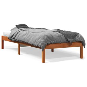 vidaXL Giroletto Senza Materasso Marrone Cera 90x200 Cm Massello Pino Vidaxl