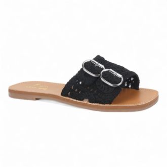 Love Rio Womens Bailey Vintage Crochet Sandal In Black