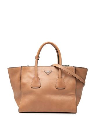 Prada Borsa a tracolla in pelle di vitello lucida con tasche 2000-2025 - Marrone