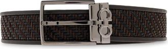 Ferragamo Gevlochten Kalfsleren Riem - Heren - Riemen - Bruin - 110 CM - Leer - Accessoires