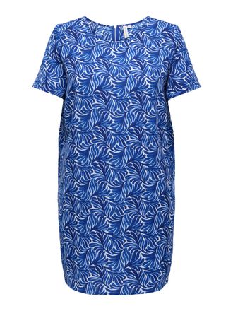 Only Carmakoma Sommerkleid ONLY CARMAKOMA CARLUX SS TUNIC DRESS WVN NOOS, Damen, Gr. 42, N-Gr, blauprint aop:dreamy leaves, Web, Obermaterial: 97% Polyester, 3% Elas