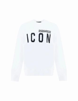 Dsquared2 Mens Dsquared2 White Sweatshirt Large Icon Cool Black Logo - Size: 36