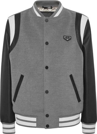 Philipp Plein Composed Bomber Jacket - Heren - Bomber jackets - Grijs - L - Wol - Jassen
