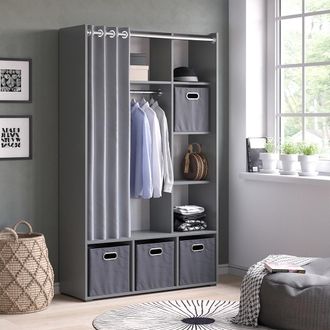 Vicco Armario De Ropa Luigi, Gris, 105.8 X 178.1 Cm Con Barra De Colgar Vicco