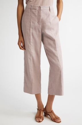 Max Mara Marco Stretch Linen & Cotton Crop Pants in Pink at Nordstrom, Size 4