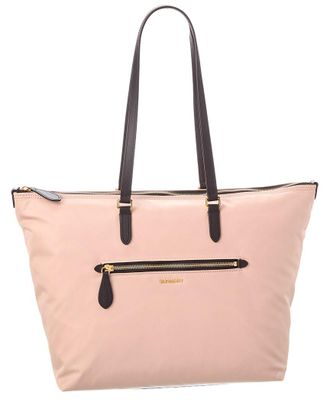 Burberry Large Zip Nylon & Leather Tote