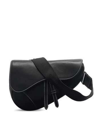 Dior saddle leather cross body bag - unisex - Canvas/Calf Leather/Fabric - One Size - Black