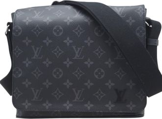 Louis Vuitton Black Gray Coated Canvas Shoulder Bag (Pre-Owned)