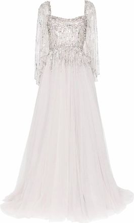 Jenny Packham Womens Bunny Blooms Crystal Tulle Gown In Ammonite