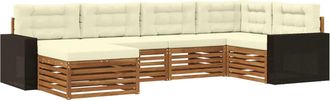 vidaXL Conjunto De Sof&aacute;s De Exterior 6 Uds. Natural Y Crema Vidaxl