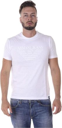 Armani Jeans Casual Logo Print Top - Heren - T-shirts - Wit - XL - Katoen - Tops