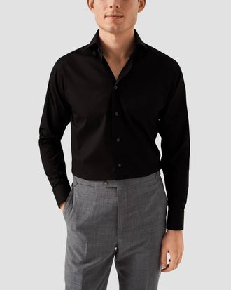 Eton Poplin Dress Shirt In Black
