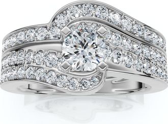 Pompeii3 1Ct TW Diamond Engagement Wedding Ring Set Lab Grown