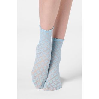 Orobl&ugrave; Lace Crew Socks in Sky at Nordstrom
