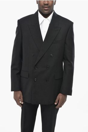 Saint Laurent Double-Breasted Wool Jacket With Peak Lapel size 50