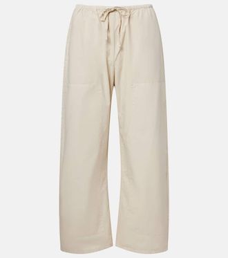 Leset Kyoto cropped cotton wide-leg pants
