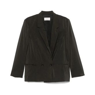 Christophe Lemaire Blazers, female, Brown, Size: M Brown Double-Breasted Jacket with Pockets