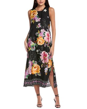 Johnny Was Karolina Silk-Blend Tea-Length Dress