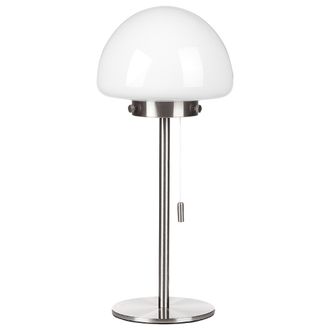 Beliani L&aacute;mpara De Mesa De Vidrio Plateado Blanco 39 Cm Base Metal Pantalla Interruptor Moruga