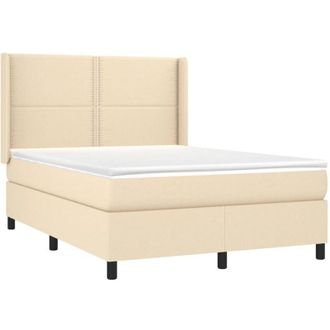 vidaXL Cama Box Spring Con Colch&oacute;n Tela Color Crema 140x190 Cm Vidaxl